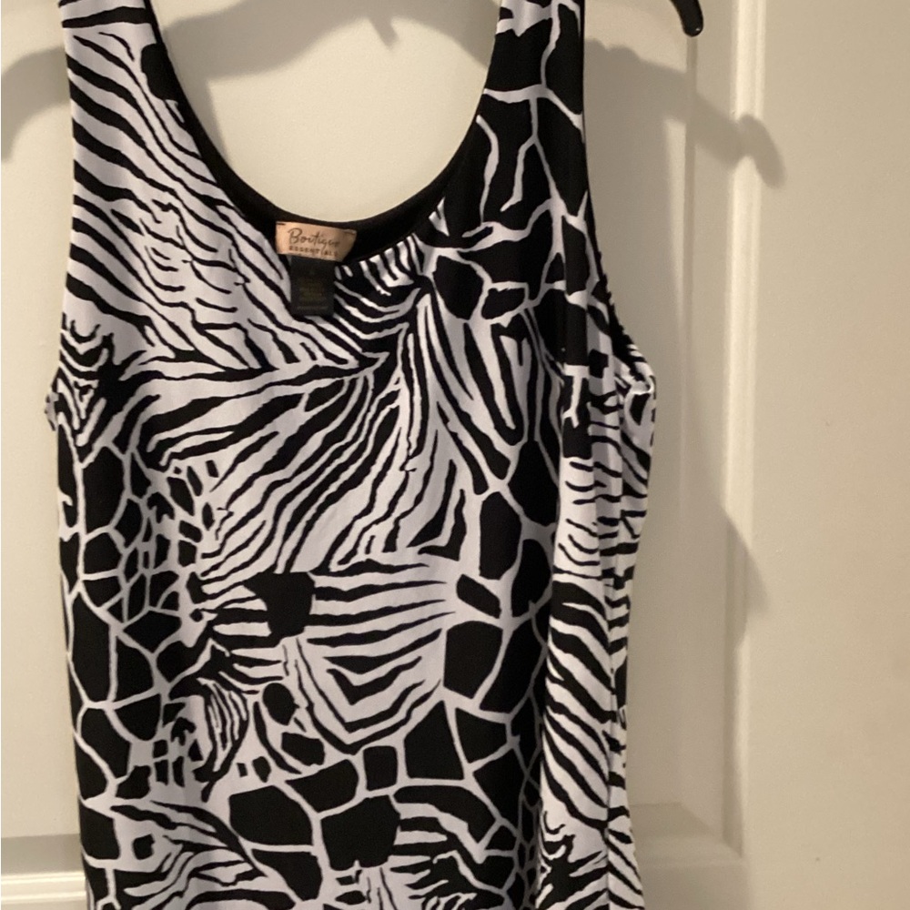 Zebra-Print Black & White Tank Top